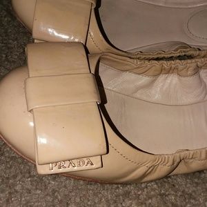 Prada patent leather bow flats